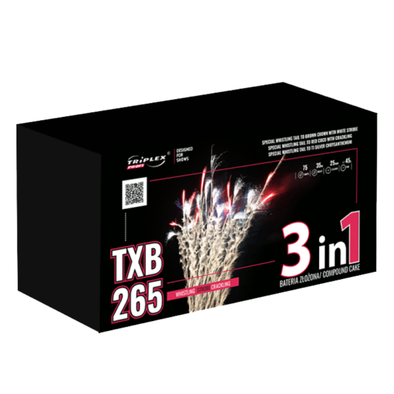 Triplex Fireworks TXB265 Whistling Strobe Crackling 75 shots